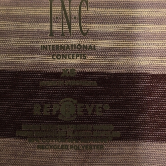 #91 INC international concelts shirt  color Lavender and gray stripe V-Neck top - Picture 3 of 3